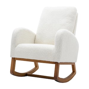 White Teddy Fabric Rocking Chair (Set of 1)