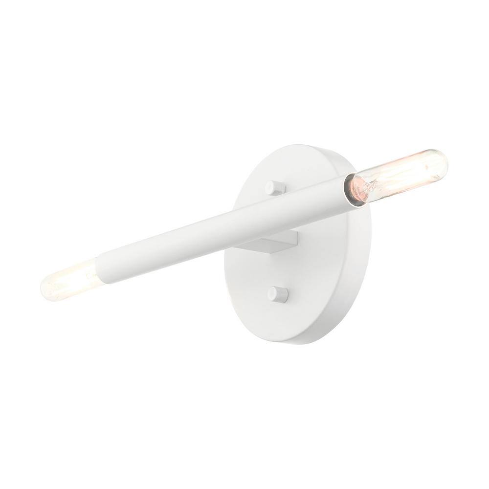 Copenhagen Mid-Century Modern White Chrome 2-Light Wall Sconce