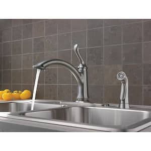 Linden Single-Handle Standard Kitchen Faucet with Side Sprayer in Arctic Stainless