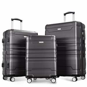 Dark Gray Lightweight 3-Piece Expandable ABS Hardshell Spinner Luggage Set with TSA Lock