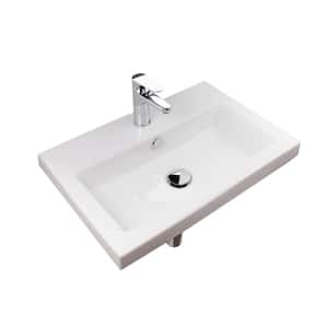 Seie 40 Wall Mounted Ceramic Bathroom Sink in White