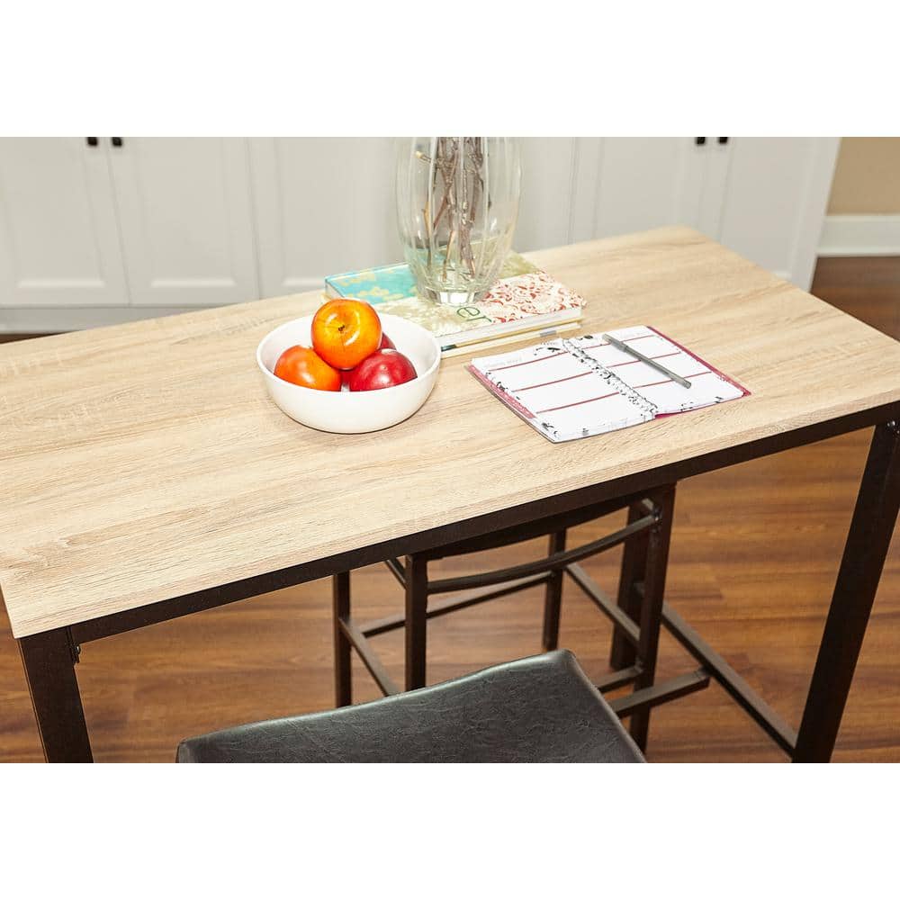 Rustic Blonde and Black 3-Piece Pub Dining Set