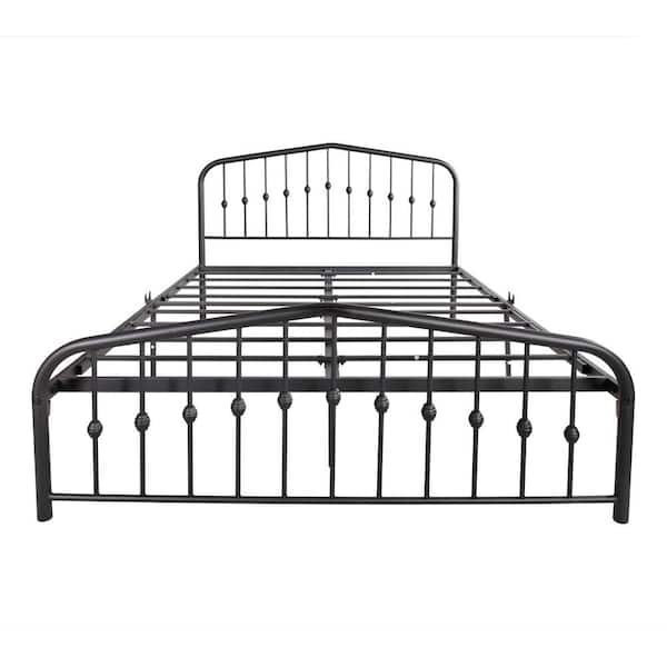 ATHMILE 83.07 in. W Black Queen Size Metal Platform Bed