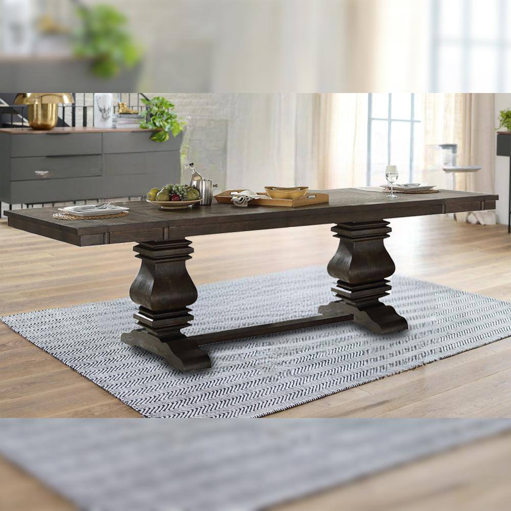 Espresso Wood Extendable Rectangular Dining Table