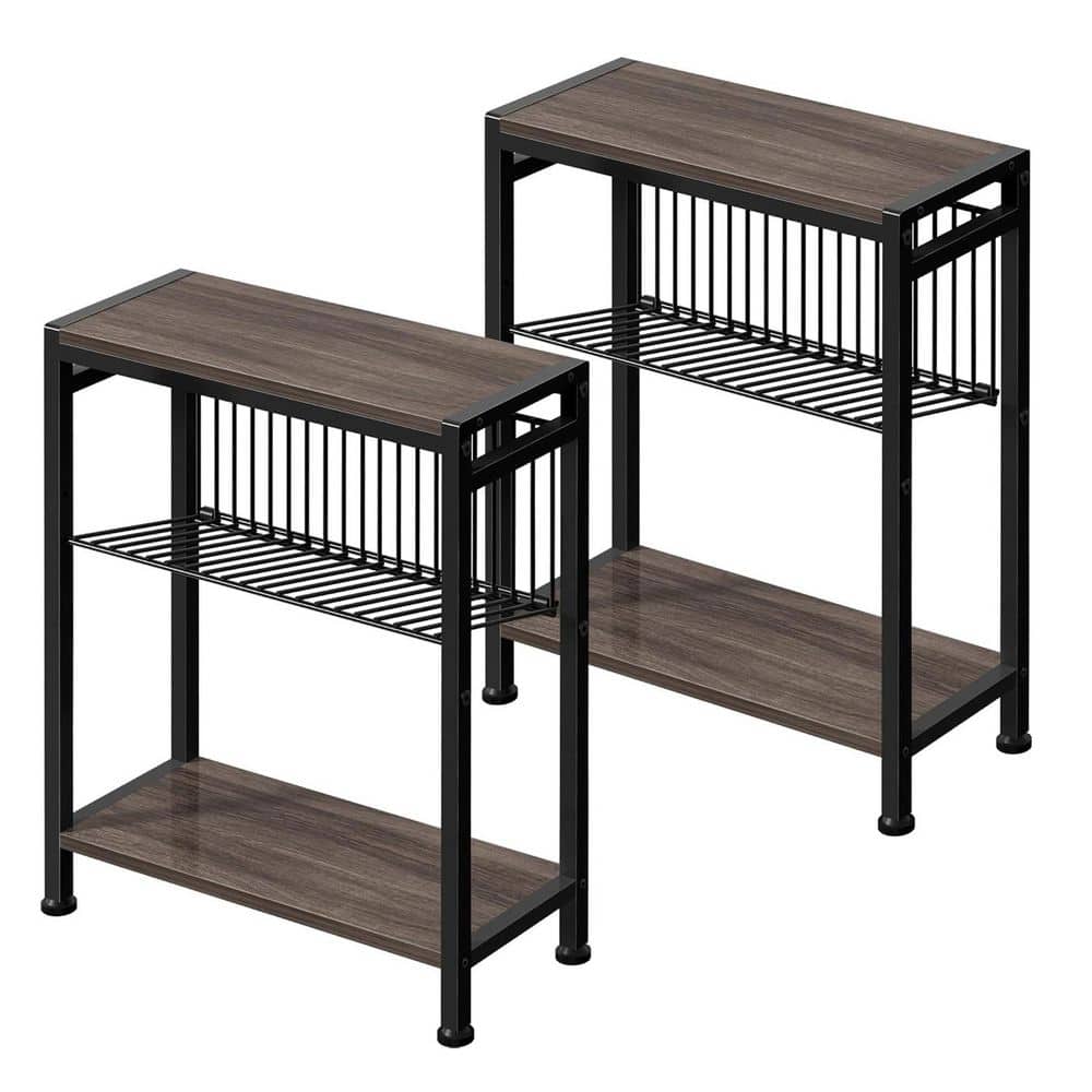 フクれいみシェルフ Brown 17 in. x 22.2 in. Wood Freestanding Magazine Rack, (Set of 2