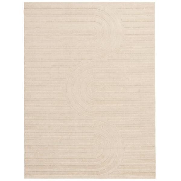 Oathil 2 ft. x 5 ft. Cream Geometric Polyester Runner Rug