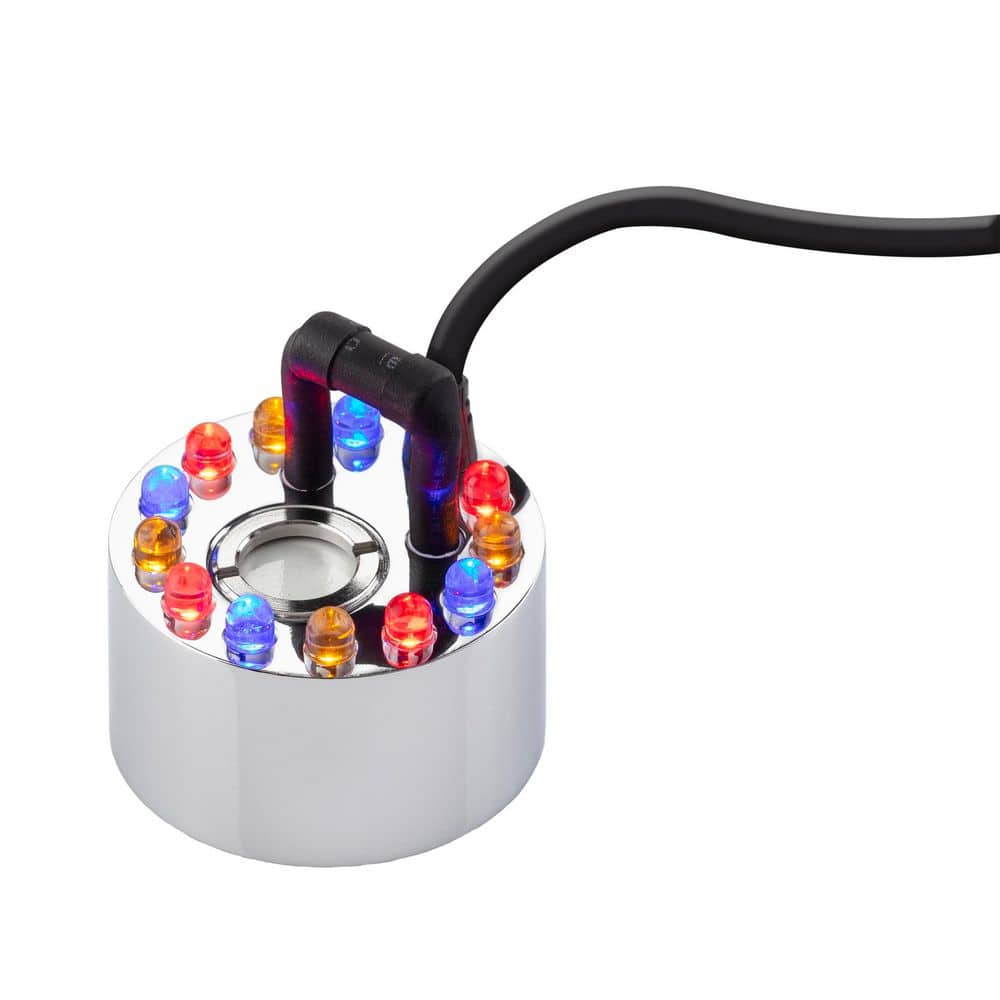 Alpine Corporation Single Jet Pond Fogger with Floating Ring and 12 LED Lights with Transformer
