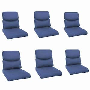 Modern 22 in. x 25 in. 12-Piece Deep Seating Outdoor Lounge Chair Cushion Set in Blue with Crescent-Shaped Design