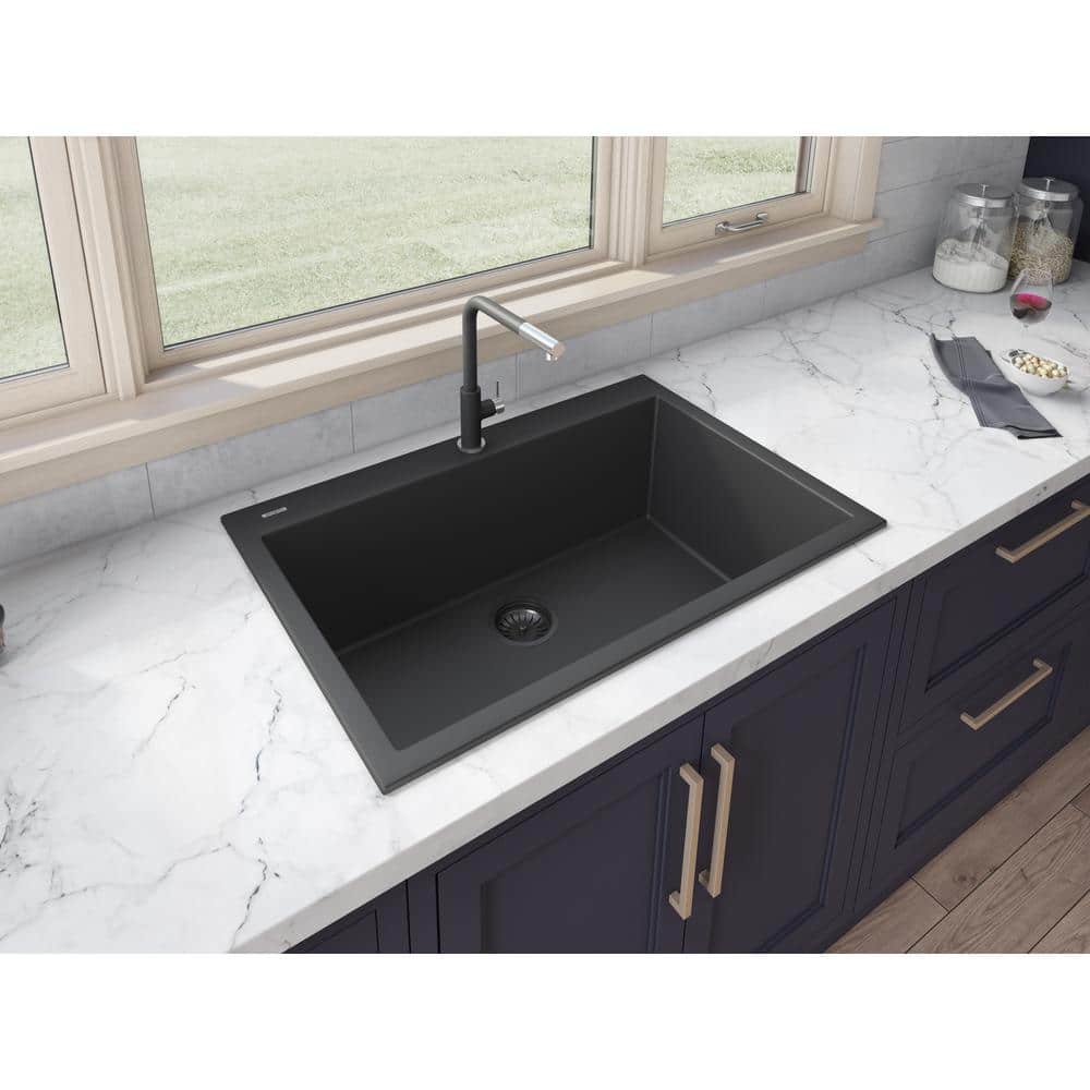 Midnight Black Granite Composite Single Bowl Kitchen Sink