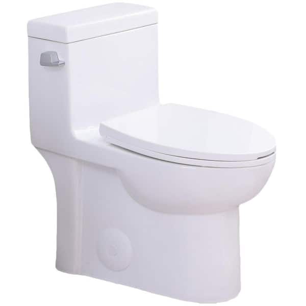 1-Piece 1.28 GPF Powerful Flush Elongated Toilet in Glossy White, cUPC Certified, WaterSense, ADA, Seat Included