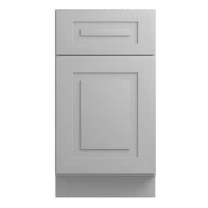 Grayson Pearl Gray Painted Plywood Shaker Assembled Base Kitchen Cabinet Soft Close 18 in W x 24 in D x 34.5 in H