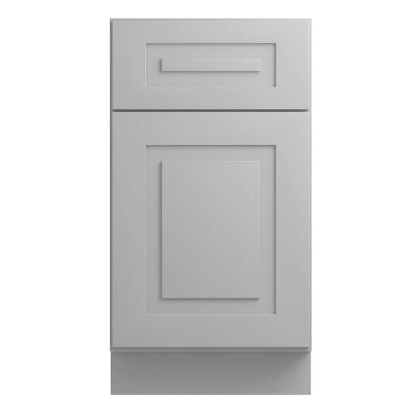 Home Decorators Collection Grayson Pearl Gray Painted Plywood Shaker Assembled Base Kitchen Cabinet Soft Close 18 in W x 24 in D x 34.5 in H