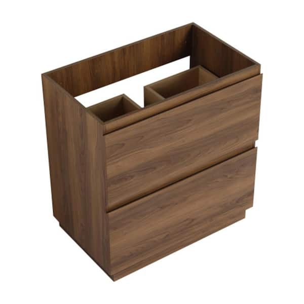 Adrinfly 30 in. Freestanding Bath Vanity Cabinet without Top with Double Drawer, Durable Engineered Wood in Brown