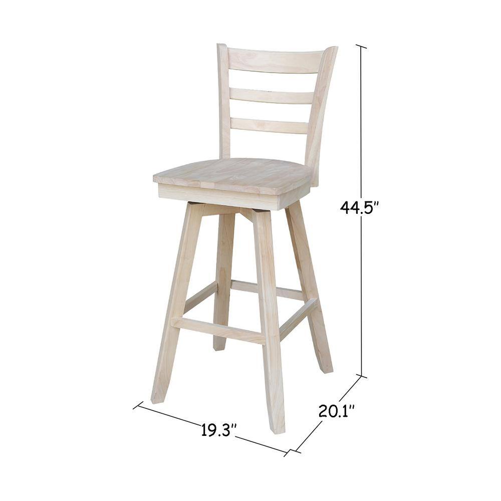 Emily Unfinished Wood Swivel Bar Height Stool