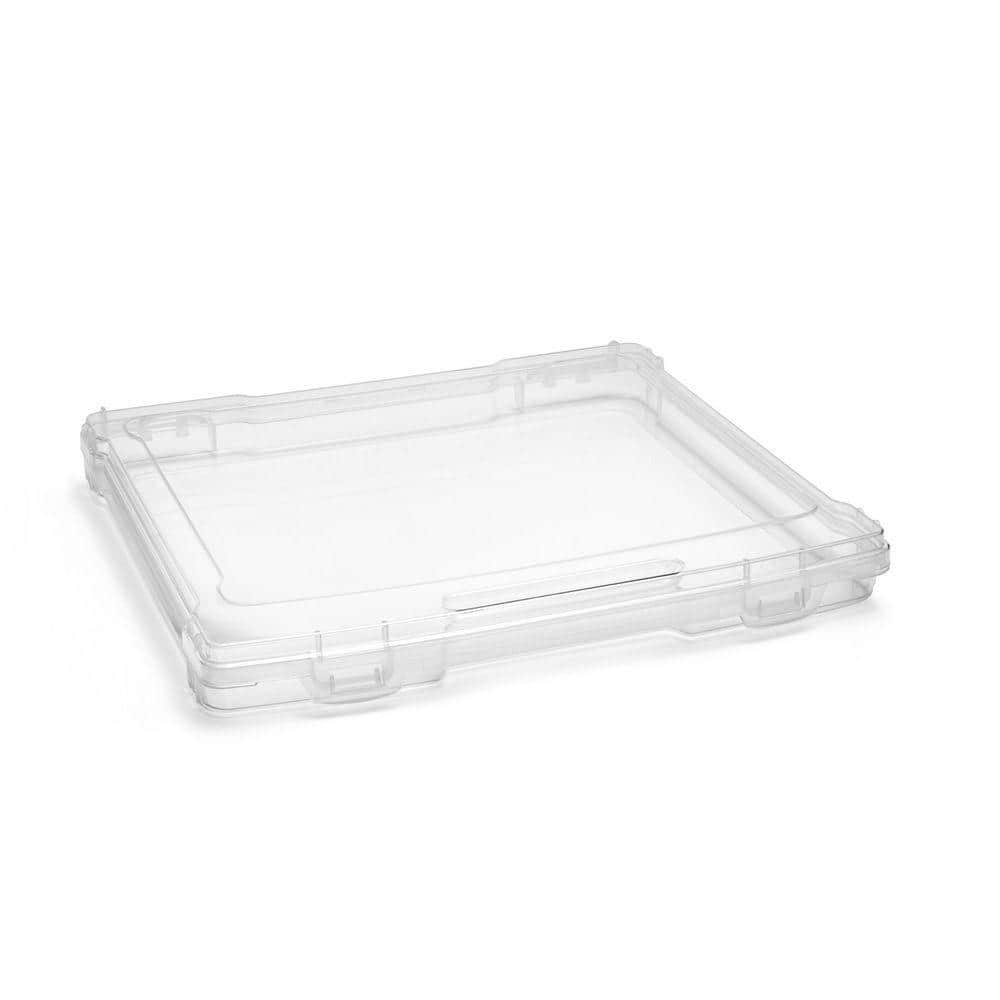 Stackable Snap-Tight Storage Containers, Clear, 12.2 in. W x 1.6 in. H Plastic Desk Accessories, (1-Pack)