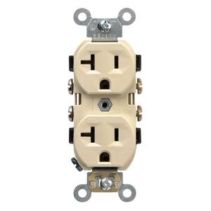 20 Amp Commercial Grade Duplex Outlet, Ivory