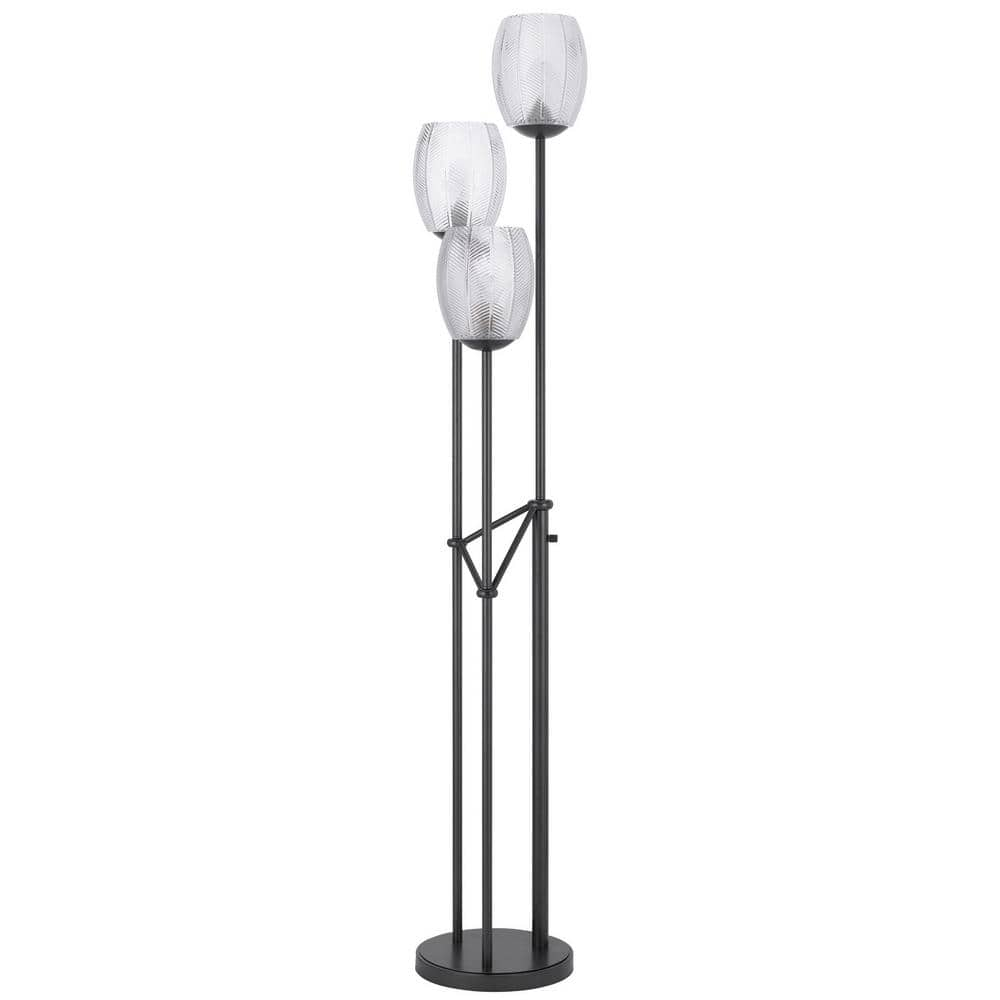 HomeRoots 70.5 In. Black 3 Dimmable (Full Range) Standard Floor Lamp ...