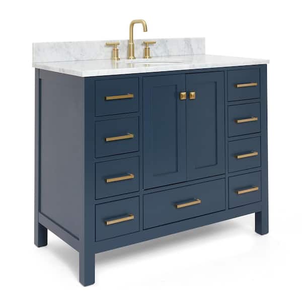 Adélie Dark Navy ARIEL Cambridge 42 in. W x 22 in. D x 35.25 in. H Vanity in