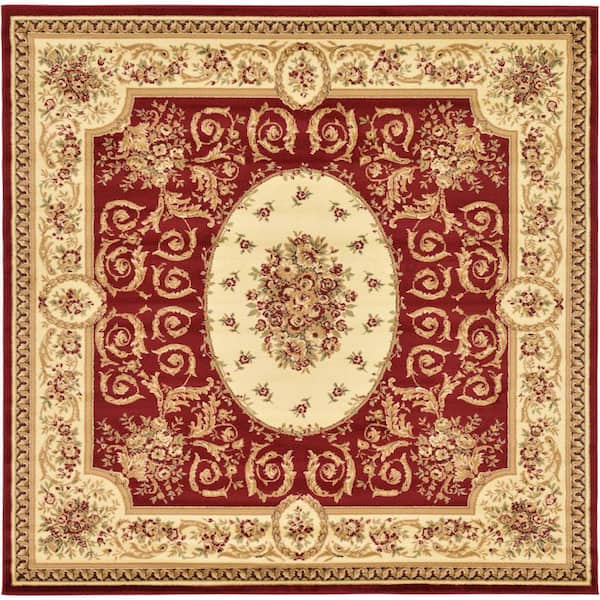 Unique Loom Versailles Phillipe Red 8' 0 x 8' 0 Square Rug