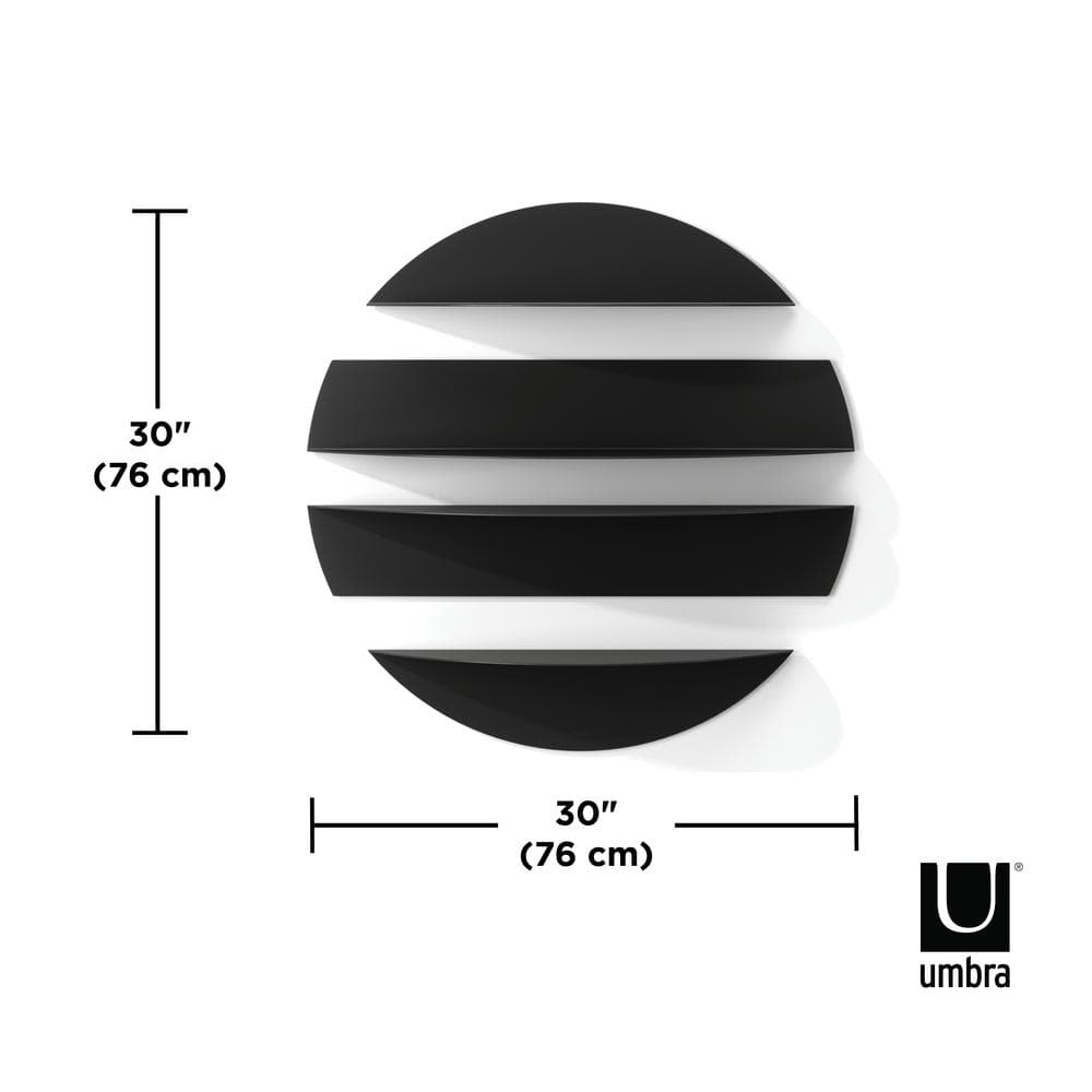 Solis Modern Black Bent Metal Floating Wall Shelf Set