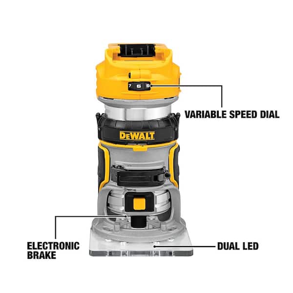 DEWALT 20V MAX XR Cordless Brushless Compact Fixed Base Router and 20V MAX  XR Cordless Brushless Cable Stripper (Tools-Only) DCW600BWDCE151B The  Home Depot