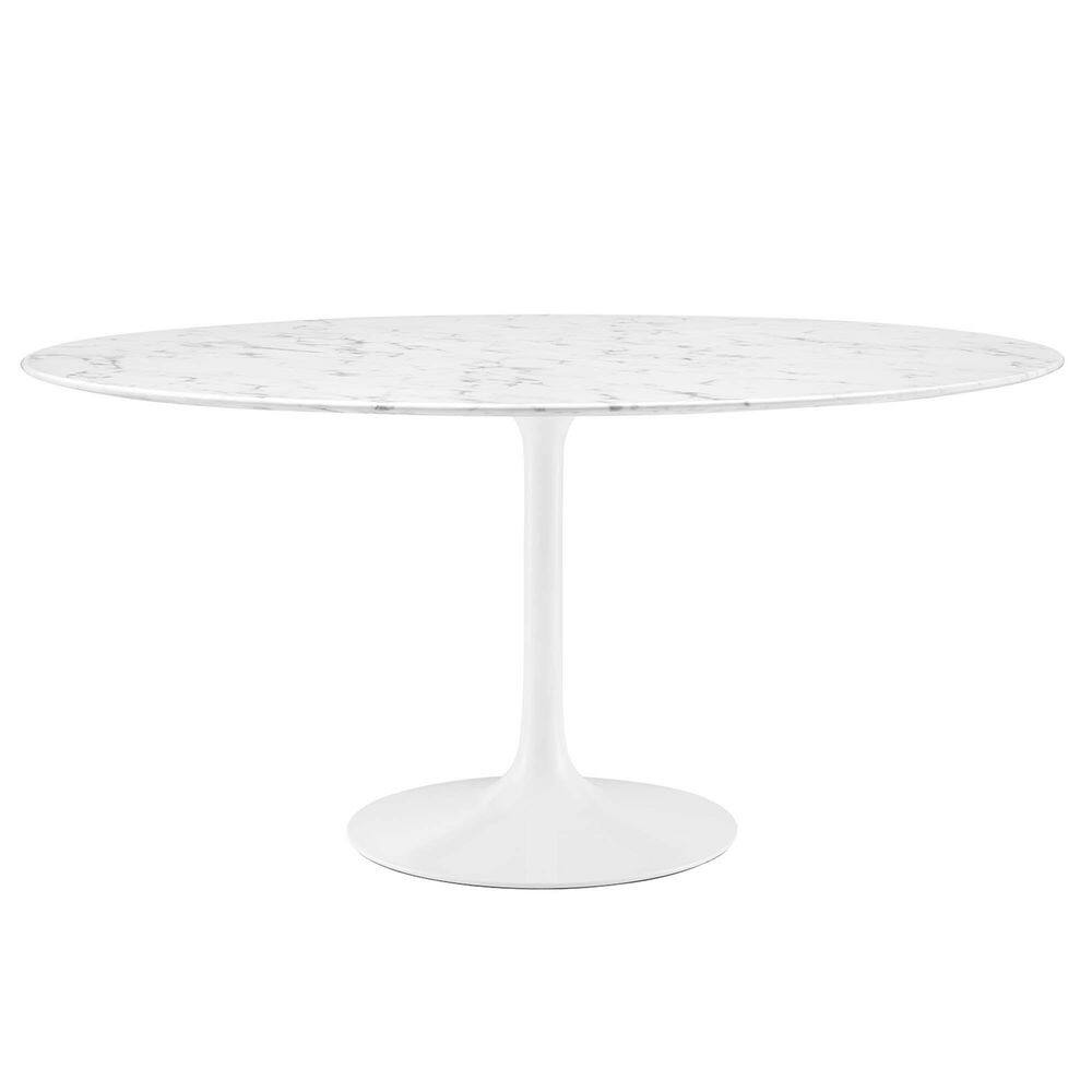 Lippa Rectangle White MDF Wood 60 in. Pedestal Base Dining Table for 6