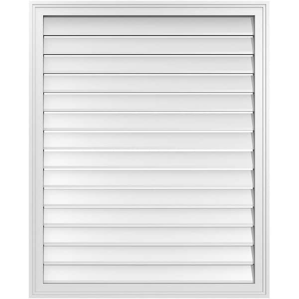 Ekena Millwork 34" x 42" Vertical Surface Mount PVC Gable Vent: Functional with Brickmould Frame
