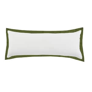 Empire White /Green Border Soft Poly-Fill 14 in. x 36 in. Throw Pillow