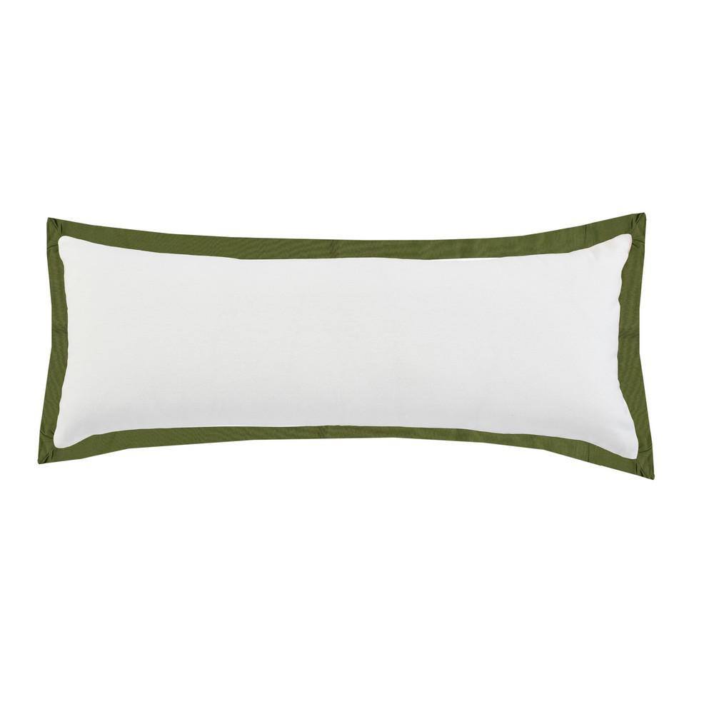 Empire White /Green Border Soft Poly-Fill 14 in. x 36 in. Indoor Throw Pill