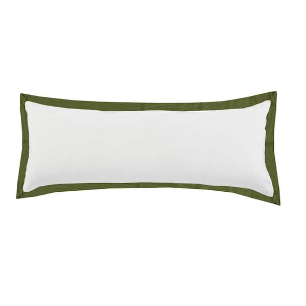Unbranded Empire White /Green Border Soft Poly-Fill 14 in. x 36 in. Indoor Throw Pillow