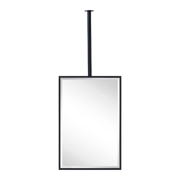 20 in. W x 30 in. H Rectangular Metal Framed Ceiling Mounted Bathroom Vanity Mirror in Matt Black