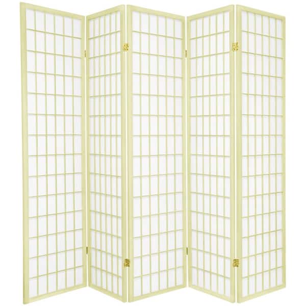 6 ft. Ivory Window Pane 5-Panel Room Divider