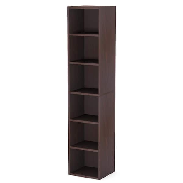 BYBLIGHT Eulas 71 in. Tall Gray Particle board 6-Shelf Modern Bookcase, on Display Storage Rack for Living Room, Home Office