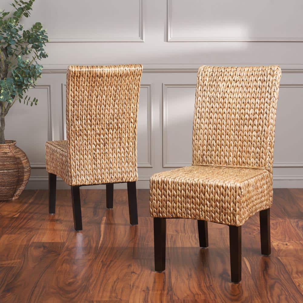 Luz Natural Wicker and Wood Side Chair Set