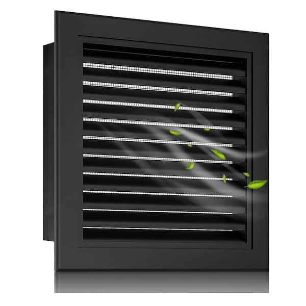 18 in. x 18 in. Square Black Aluminum Paintable Gable Vent with Screen