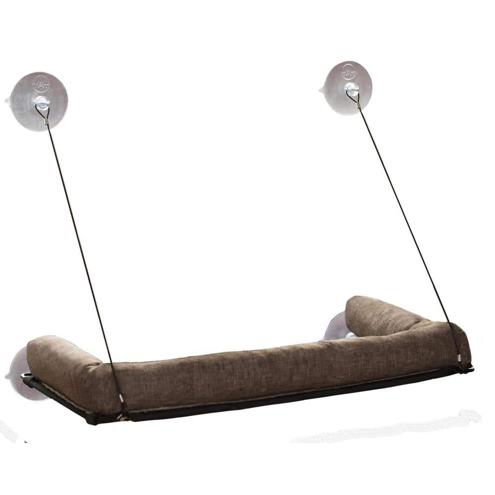 Medium Chocolate EZ Mount Kitty Sill Deluxe with Bolster Bed