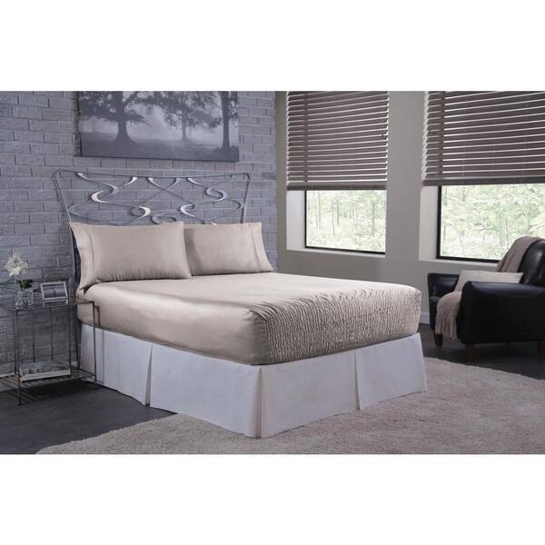 Bed Tite Satin Bed Tite 4-Piece Silver Solid 300 Thread Count Full Sheet Set