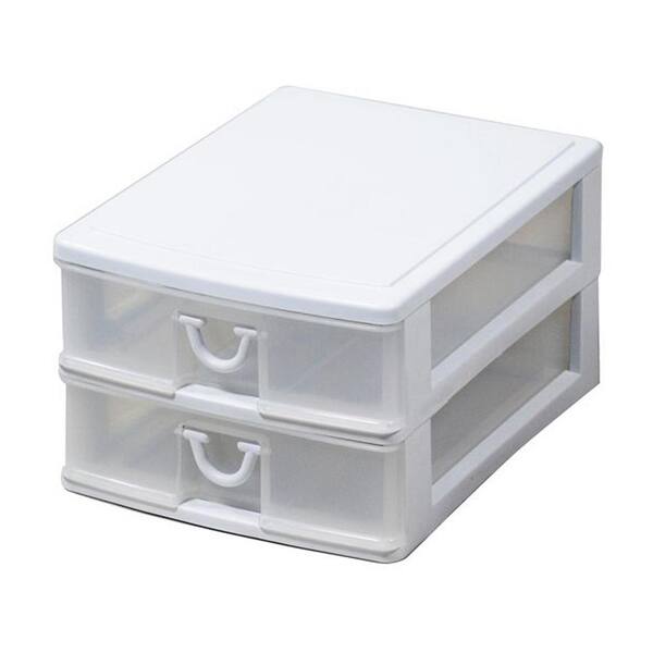 Gracious Living 4 Clear Desktop and Countertop Smooth Gliding Drawers  Storage Bin with Organizer Top Lid for Small Items, White