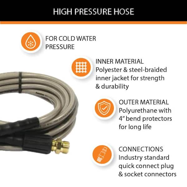 Powercare 1/4 in. x 25 ft. Replacement/Extension Hose with M22
