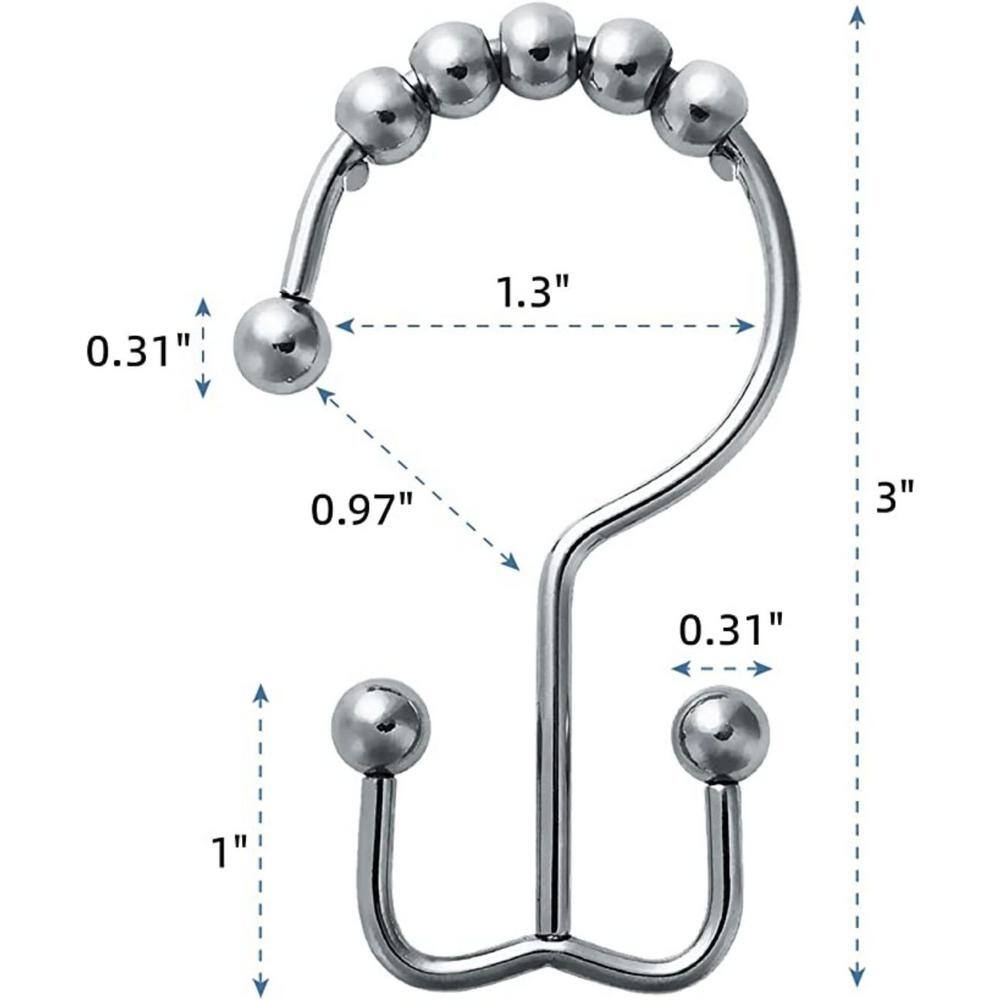 Chrome Double Glide Rust-Resistant Shower Curtain Hooks Set