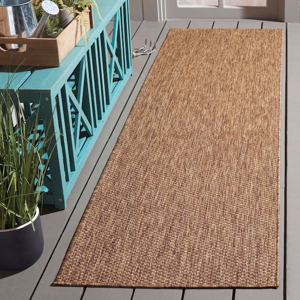 Beach House Brown 2 ft. x 8 ft. Solid Marle Indoor/Outdoor Runner Rug