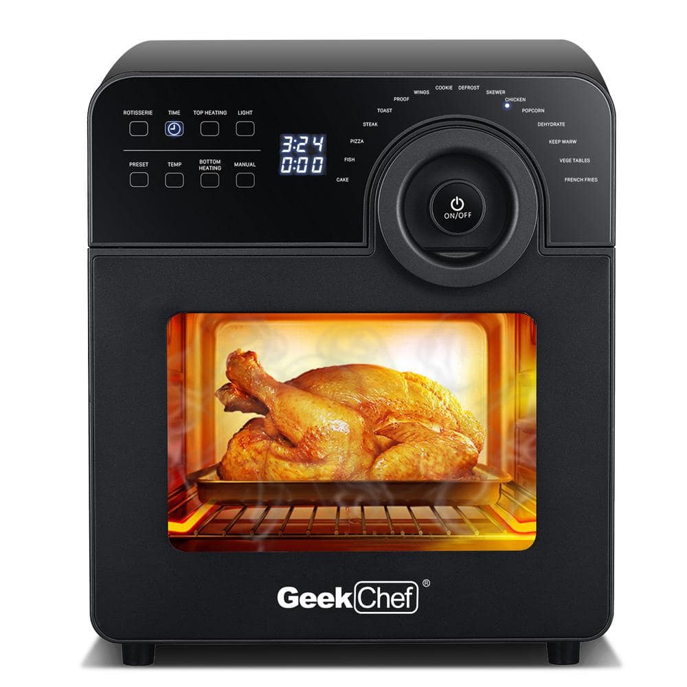 Tileon 1700 W 5-Slice Stainless Steel Air Fryer Toaster Oven with Rotisserie and Dehydrator, Black