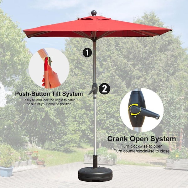 12 ft. Rectangle Outdoor Patio Umbrella in Brick Red with Crank