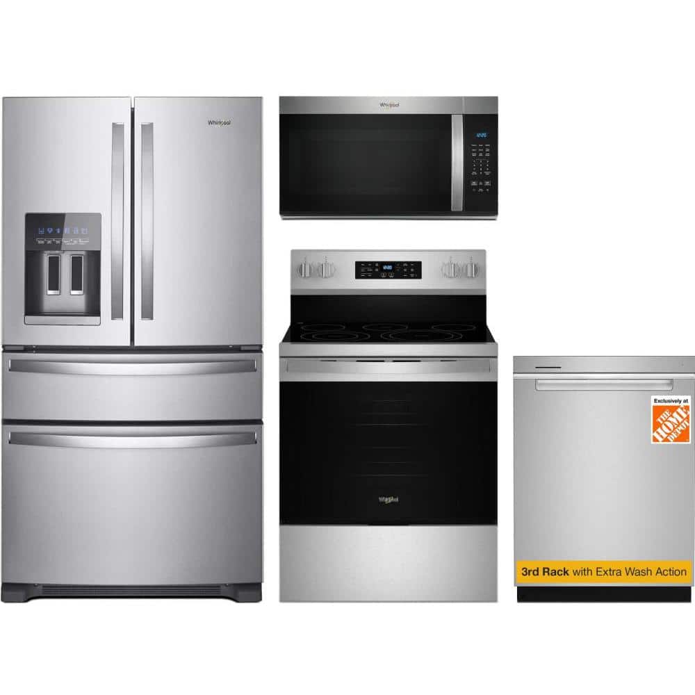 Whirlpool Kitchen Package Home Depot Whirlpool 24.5 cu. ft. Standard Depth Refrigerator with 5 Burner