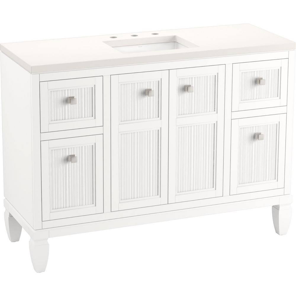 Hearthaven 48-Inch White MDF Bathroom Vanity with Quartz Top