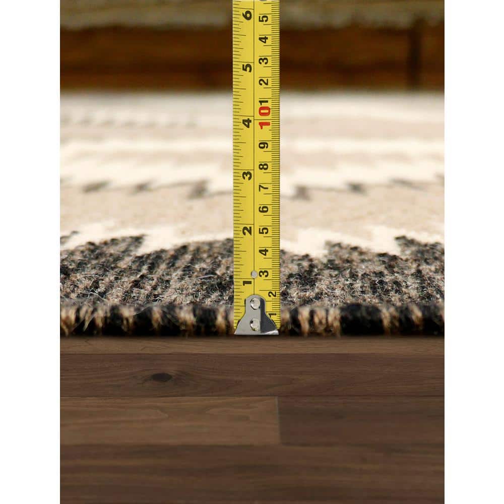 Hand-Knotted Geometric Wool Area Rug 8' x 10' Light Beige