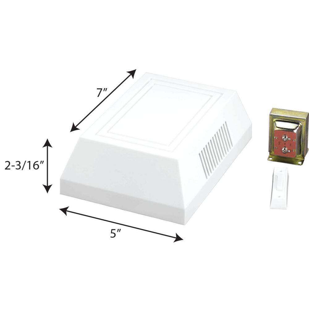 White Plastic Door Chime Kit with LED Push Buttons