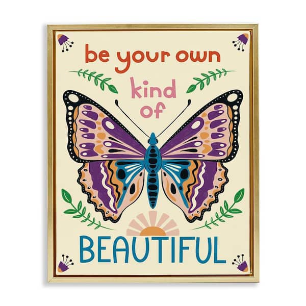 Your Own Beautiful Butterfly by Carrie Cantwell Gold Floater Frame Animal Graphic Art Print 31 in. x 25 in.