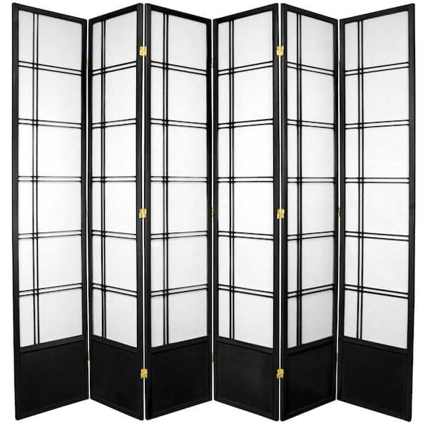 7 ft. Black 6-Panel Room Divider