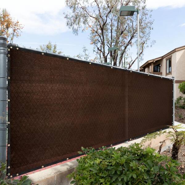 46 in. x 50 ft. Brown Mesh Fabric Privacy Fence Screen with Perimeter Stitched Edges and Grommets, Zip Ties Included